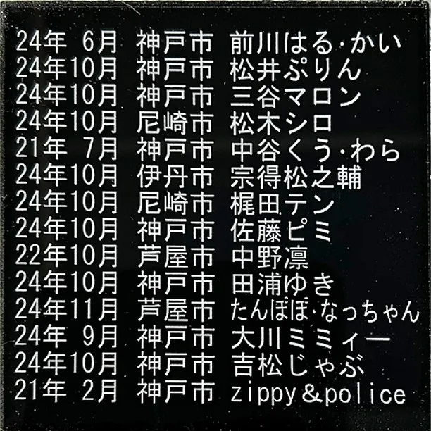 神戸住吉ペット霊園2階の合同墓地にお付けするお名前のメモリア...