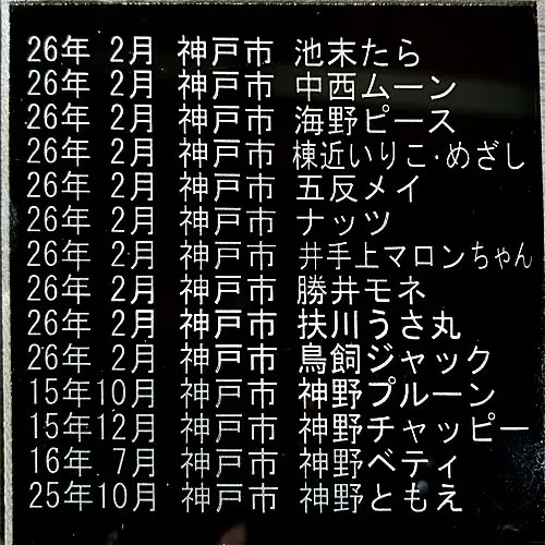 ペット霊園をご利用いただいている皆様、合同墓地のお名前のメモ...